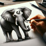 Zeichnung eines Elefanten mit Stift