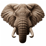 Elefantenkopf mit Stoßzähnen