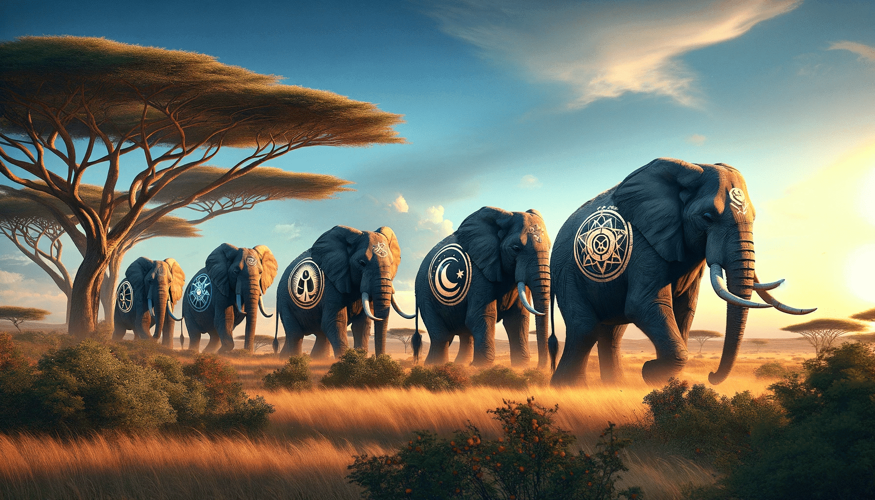 Elefantenherde in der Savanne