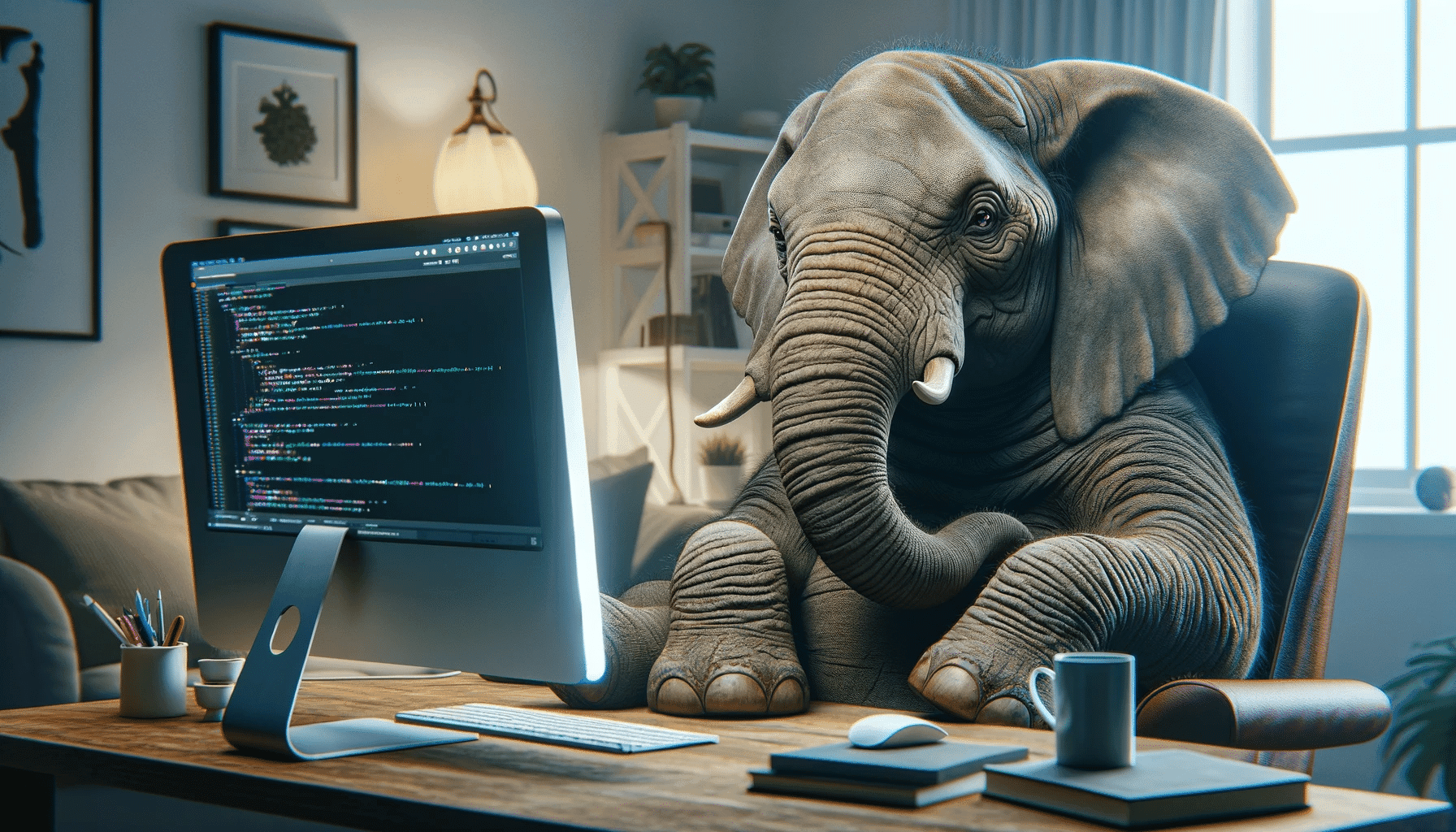Elefant am Computerprogrammieren