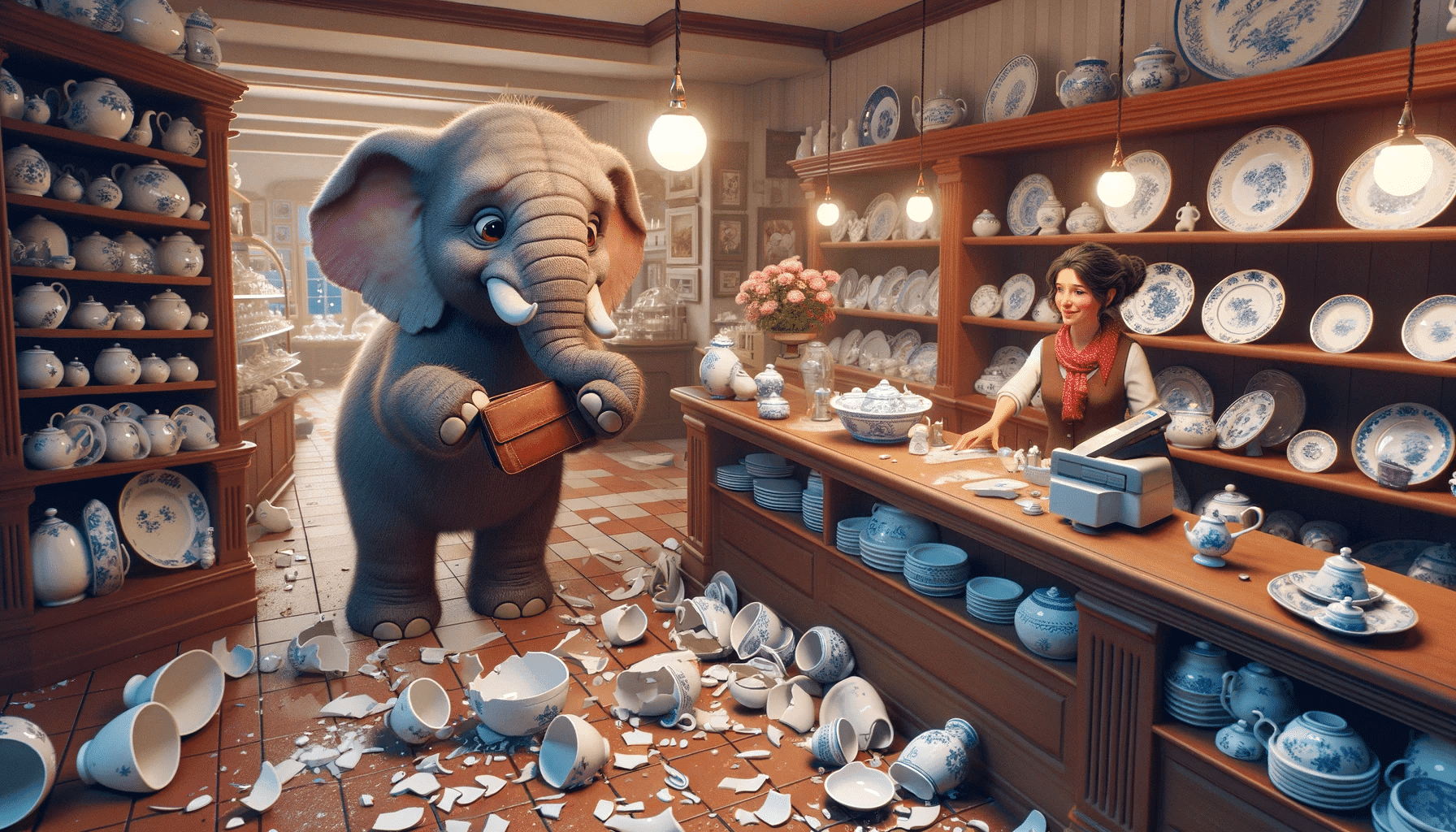 Elefant in Porzellangeschäft