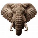 Elefantenkopf mit Stoßzähnen