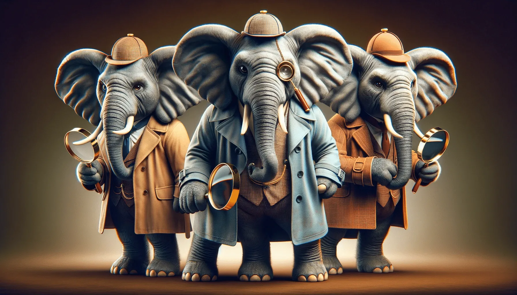 Detektiv-Elefanten mit Lupe